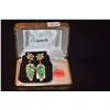 Image 2 : MING'S 14K CARVED GREEN JADE LEAF CLIP EARRINGS W/BOX
