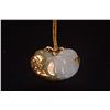 Image 1 : MING'S 14K CARVED JADE PENDANT/BROOCH W/GOLD FILLED CHAIN