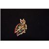 Image 2 : 14K SAPPHIRE, DIAMOND & RUBY "EN TREMBLANT" OWL BROOCH (11 GTW)