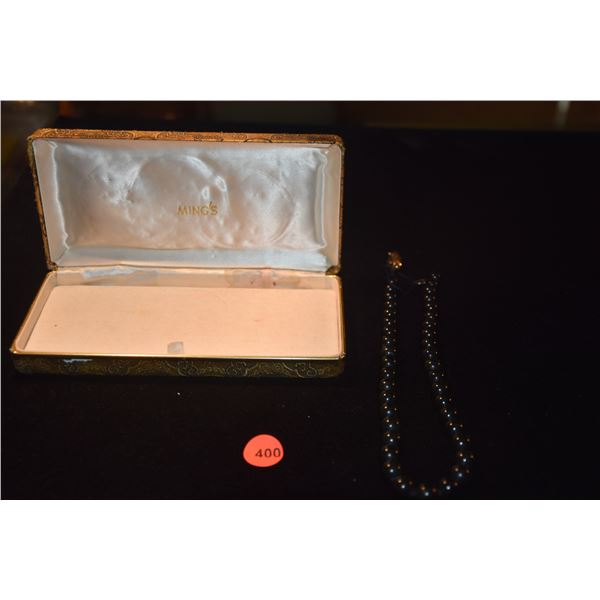 MING'S 14K GRADUATED BLACK JADE BEAD NECKLACE (AS IS)