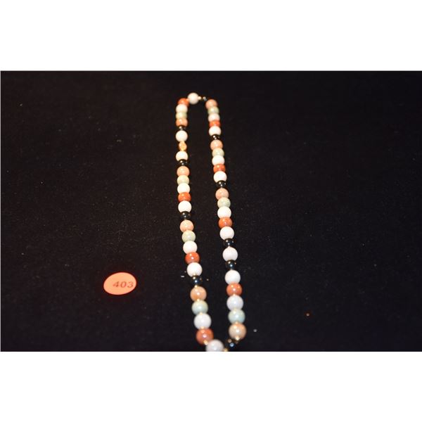 14K MULTICOLOR JADE BEAD NECKLACE