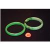 Image 1 : GREEN GLASS & MOTTLED GREEN JADE BANGLES (2 PCS)