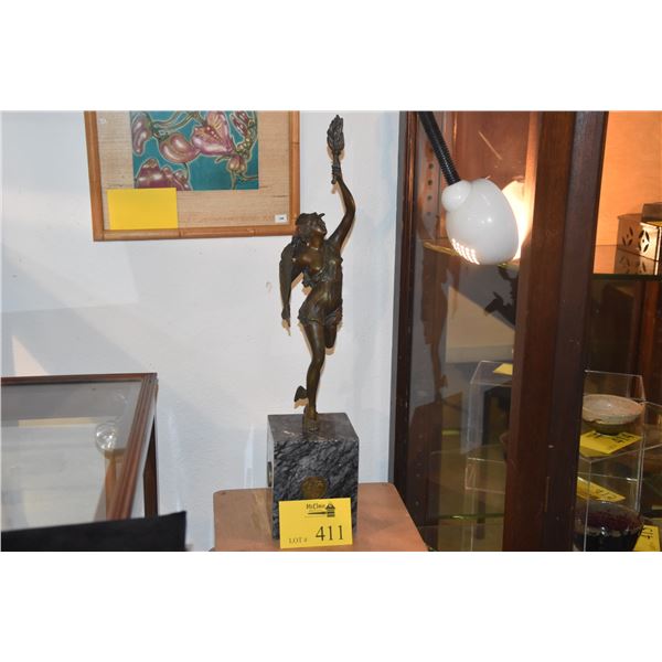 BRONZE STATUE ON MARBLE BASE, MERCURY (24  X 5 )