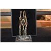 Image 4 : BUMPEI AKAJI SCULPTURE, THREE FIGURES HOLDING HANDS; SIGNED BA 96 (9" X 4 4/7" X 4 7/8")