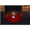 Image 3 : 7" ELSA PERETTI FOR TIFFANY & CO. RED HANDBLOWN GLASS BOWL W/24K GOLD LEAF