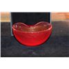 Image 4 : 7" ELSA PERETTI FOR TIFFANY & CO. RED HANDBLOWN GLASS BOWL W/24K GOLD LEAF
