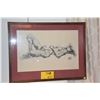 Image 1 : FRAMED CHARCOAL ON PAPER, RECLINING NUDE; SIGNED LAU CHUN 1975 (25" X 19")