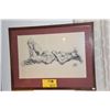 Image 2 : FRAMED CHARCOAL ON PAPER, RECLINING NUDE; SIGNED LAU CHUN 1975 (25" X 19")