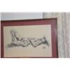 Image 8 : FRAMED CHARCOAL ON PAPER, RECLINING NUDE; SIGNED LAU CHUN 1975 (25" X 19")