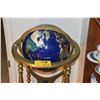 Image 1 : SEMI-PRECIOUS STONE WORLD GLOBE ON BRASS STAND (32" X 20")