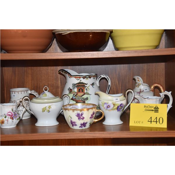 COLLECTION OF CREAMERS, TEA POT, SUGAR BOWL & CUP (8 PCS)