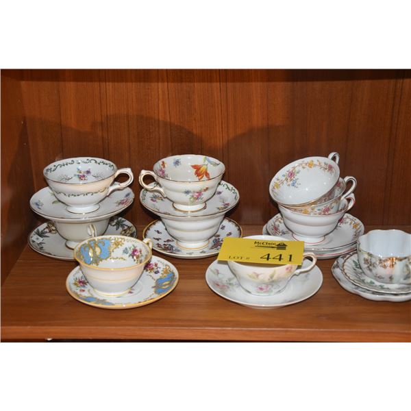 COLLECTION OF ASSORTED TEA CUPS & SAUCERS (20 PCS)