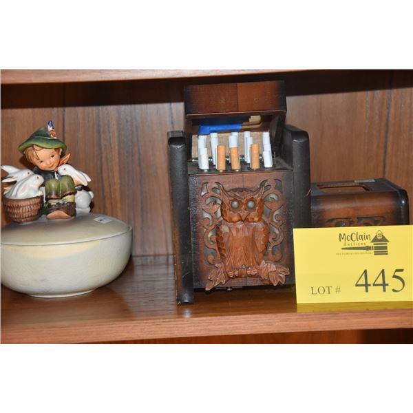 HUMMEL TRINKET BOX & JAPANESE OWL CIGARETTE BOX W/MIRROR (2 PCS)