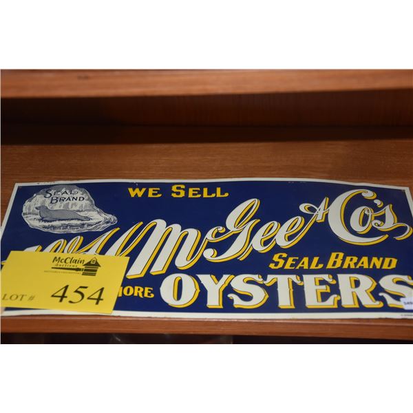 TIN CAN BOXES, SEAL BRAND OYSTERS SIGN & ROLLS RAZOR (4 PCS)