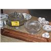 Image 1 : CAKE PLATE W/COVER, PEDESTAL BOWL & BREAD TRAY (3 PCS)