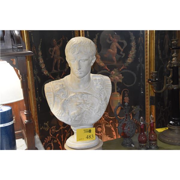 PLASTER BUST OF JULIUS CAESAR W/PEDESTAL (2 PCS)