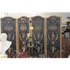 Image 1 : FRENCH HAND PAINTED MIRRORED W/GILT FRAME 4 PANEL DIVIDER SCREEN