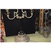 Image 5 : ANTIQUE 3-ARM PORCELAIN & BRASS CANDELABRA (26" X 15")