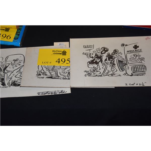 ORIGINAL ILLUSTRATIONS ON ART BOARD BY HARRY LYONS (3 PCS)