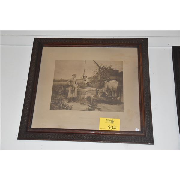 FRAMED PRINT, "PEASANT LIFE" (27 1/2" X 25")