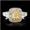 Image 1 : 18k White Gold 1.42ctw Fancy Yellow Diamond Ring