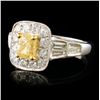 Image 2 : 18k White Gold 1.42ctw Fancy Yellow Diamond Ring