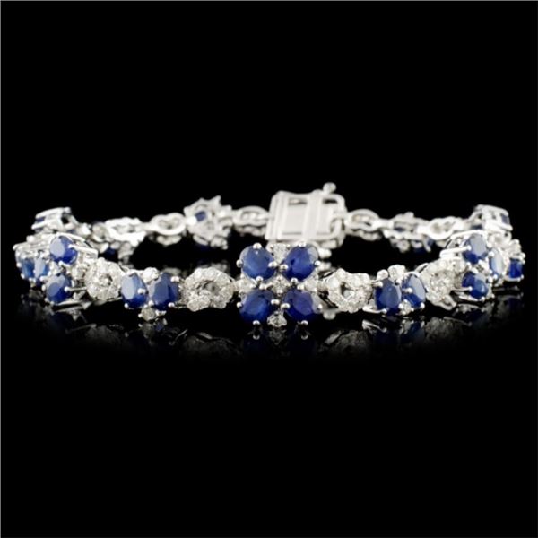 14K Gold 7.68ctw Sapphire & 1.89ctw Diamond Bracel