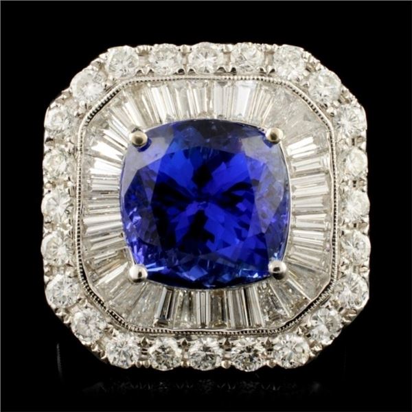 18K Gold 7.60ct Tanzanite & 3.33ctw Diamond Ring