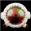 Image 1 : 14K Gold 3.79ct Opal & 2.57ctw Diamond Ring