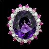 Image 1 : 14K Gold 8.00ct Amethyst & 0.70ct Diamond Ring