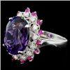 Image 3 : 14K Gold 8.00ct Amethyst & 0.70ct Diamond Ring