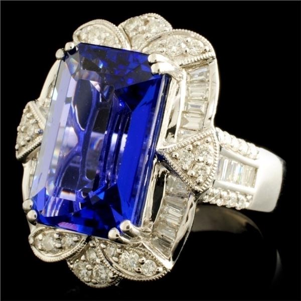18K WG Tanzanite 11.10ct & Diamond Ring 1.54ctw