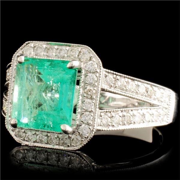 18K WG Emerald 2.10ct & Diamond Ring 0.50ctw