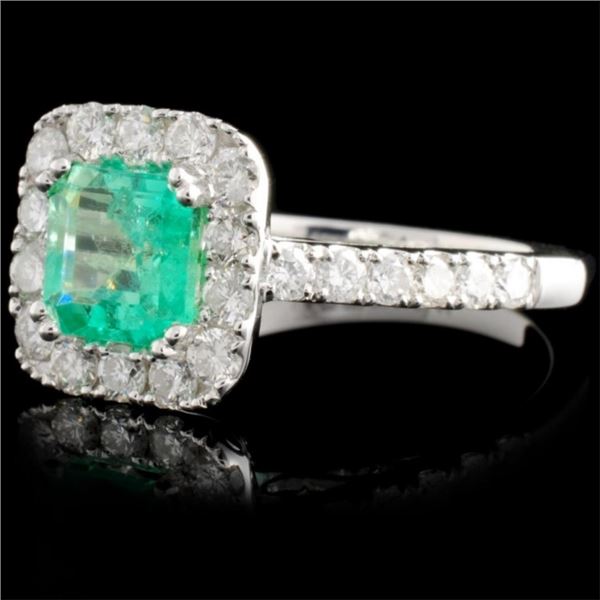 18K White Gold Emerald 1.14ct & Diam Ring 1.14ct