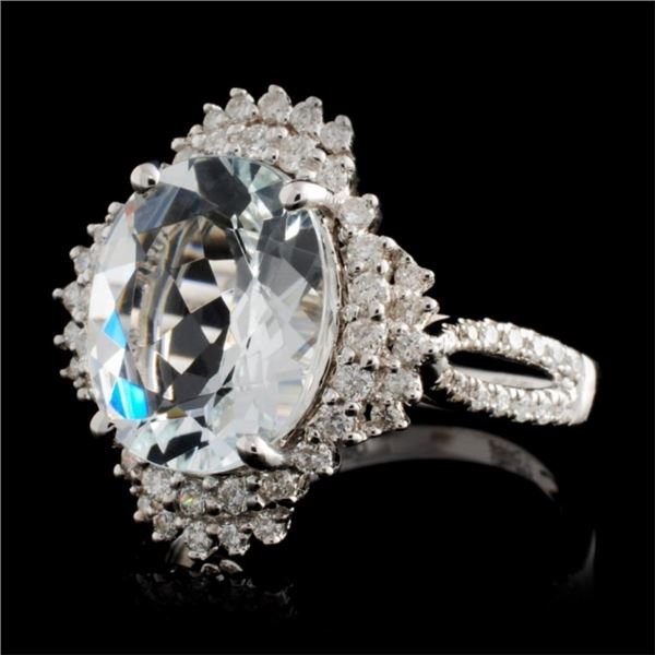 18K WG Aquamarine 4.13ct & Diamond Ring 0.54ct
