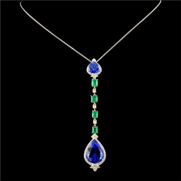 18K WG Tanzanite 14.92ct & Diam Pendant 0.65ctw