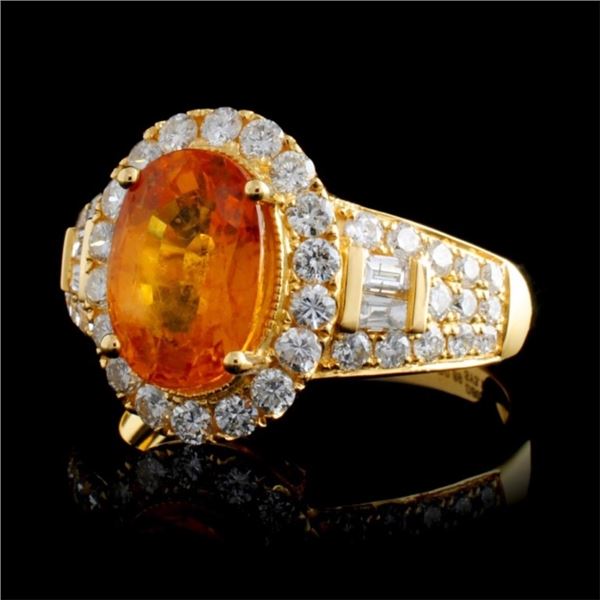 18K YG Sapphire 3.10ct & Diam Ring 1.04ct