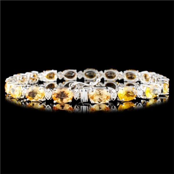 14K WG Topaz 20.05ct & Diam Bracelet 0.56ctw