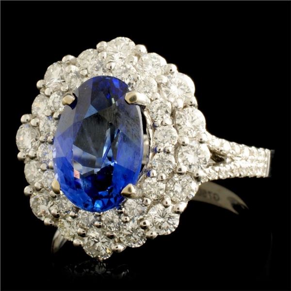 18K WG Sapphire 2.96ct & Diamond Ring 1.51ctw