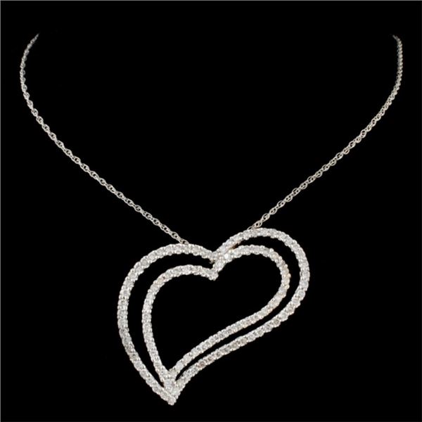 14K White Gold Diamond Pendant 1.52ct