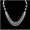 Image 2 : 18K WG Ruby 5.39ct & Diamond Tennis Nec 14.48ctw
