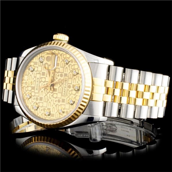 Rolex 36MM DateJust Two-Tone Diamond Wristwatch