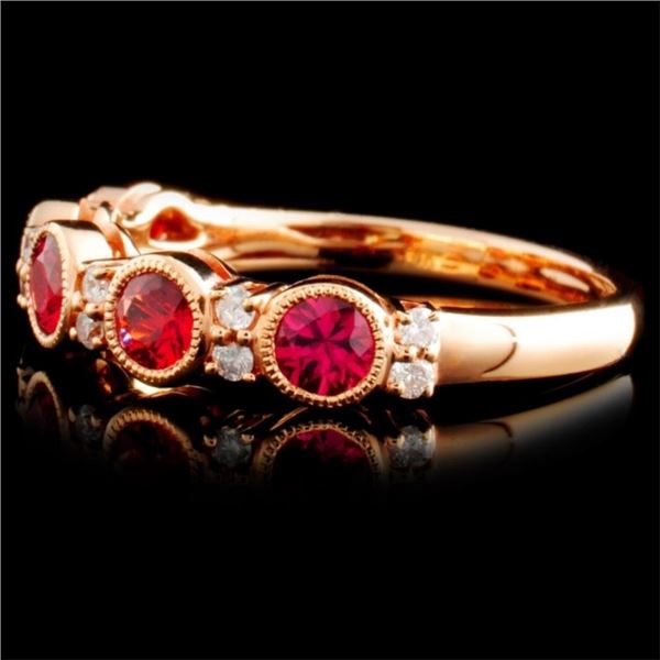 14K Rose Gold Sapphire 0.84ct & Diam Ring 0.13ct