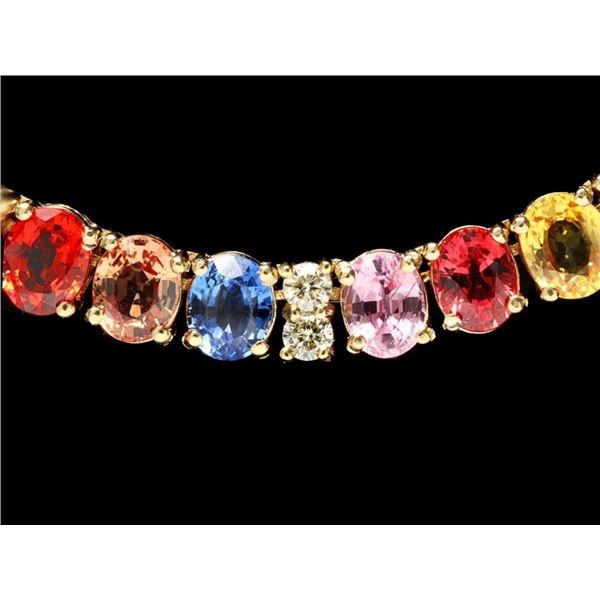 14K YG Sapphire 40.00ct & Diam Necklace 1.00ct