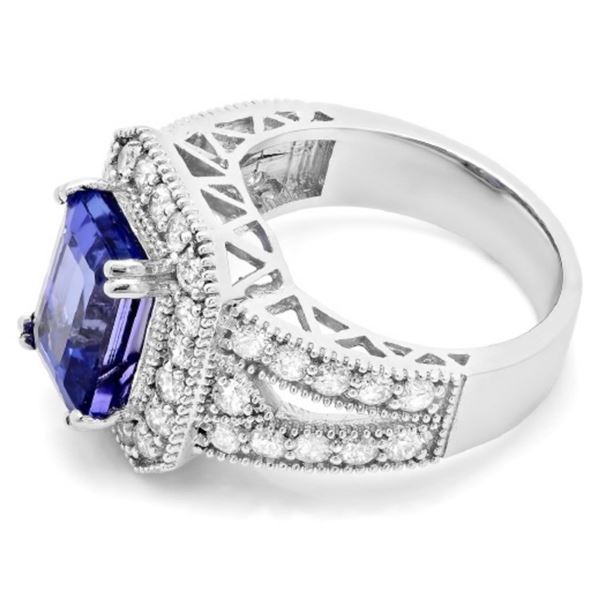 14K WG Tanzanite 5.00ct & Diamond Ring 1.35ct