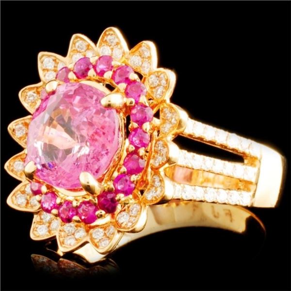 18K Rose Gold Sapphire 2.43ct & Diam Ring 0.95ctw