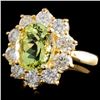 Image 1 : 14K Yellow Gold Beryl 3.01ct & Diamond Ring 2.05ct