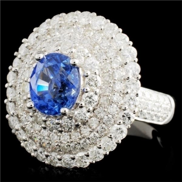 18K WG Sapphire 2.71ct & Diamond Ring 2.52ct