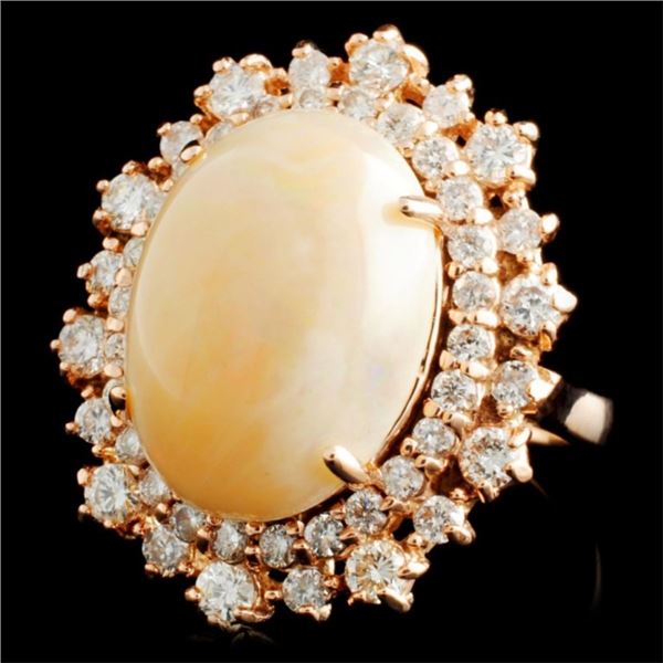14K Rose Gold Opal 5.82ct & Diam Ring 1.47ctw