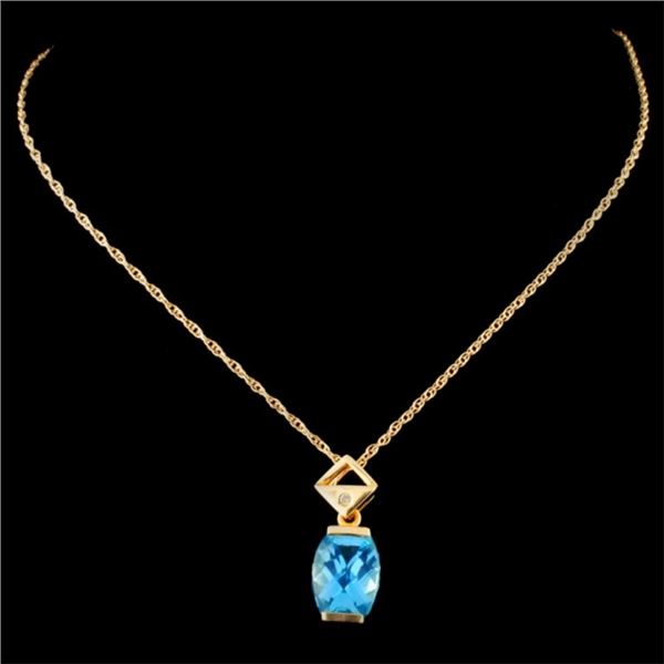 14K YG  Topaz 2.43ct & Diamond Pendant 0.02ct